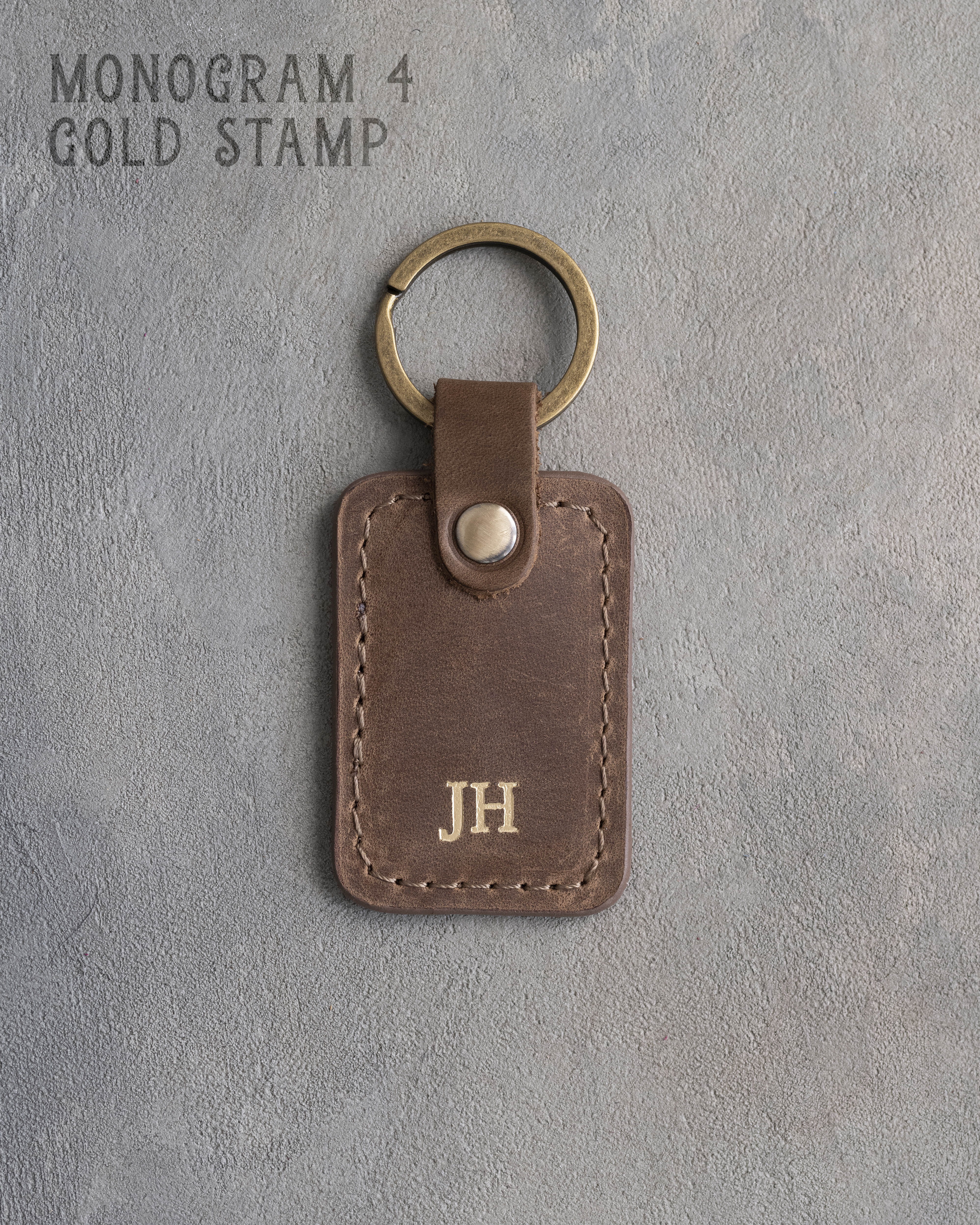 Personalized Leather Keychain in Sicilian Brown Leather