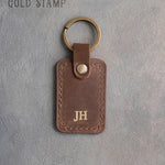 Personalized Leather Keychain in Sicilian Brown Leather