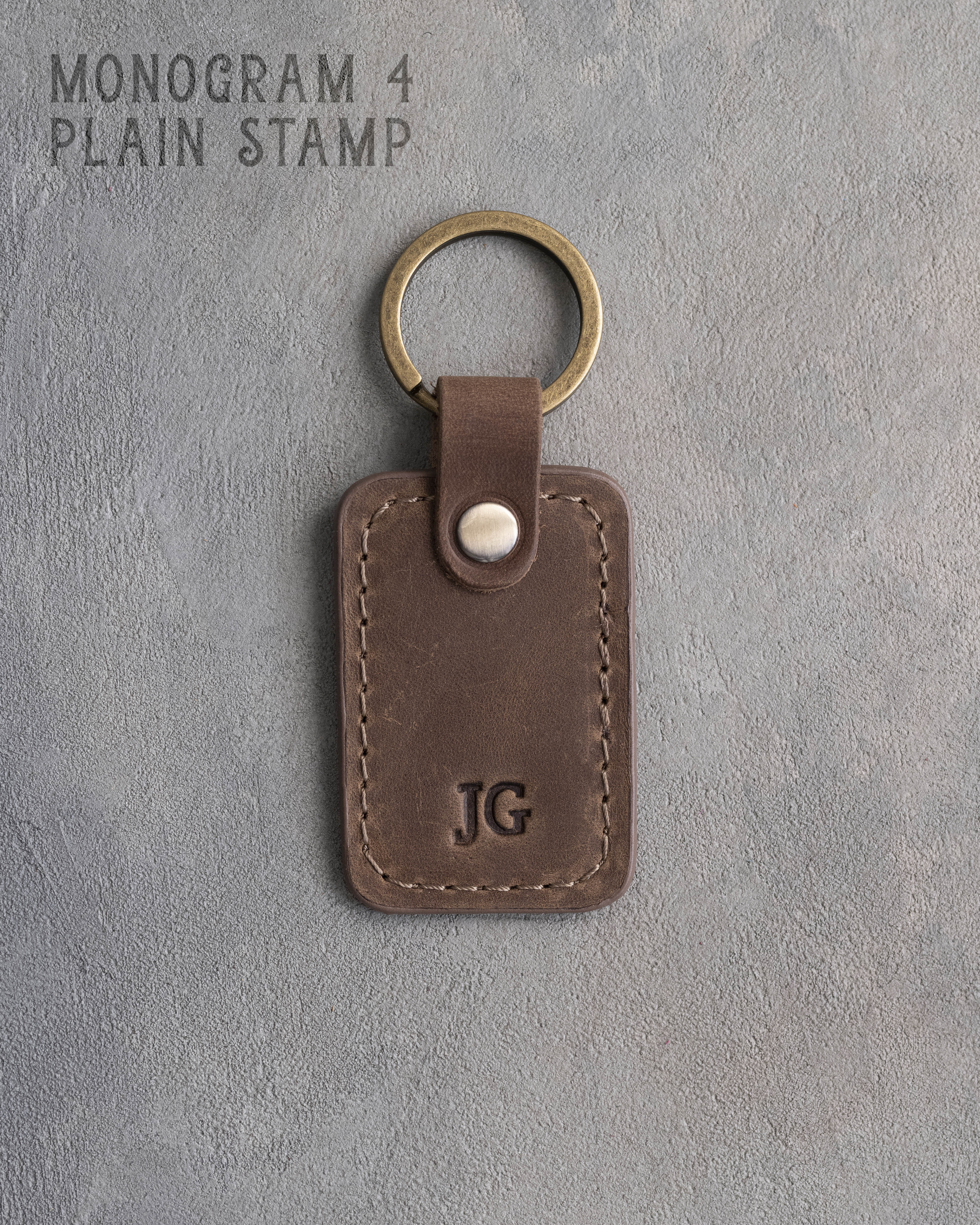 Personalized Leather Keychain in Sicilian Brown Leather