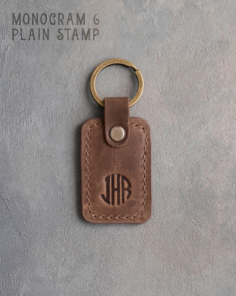 Personalized Leather Keychain in Sicilian Brown Leather