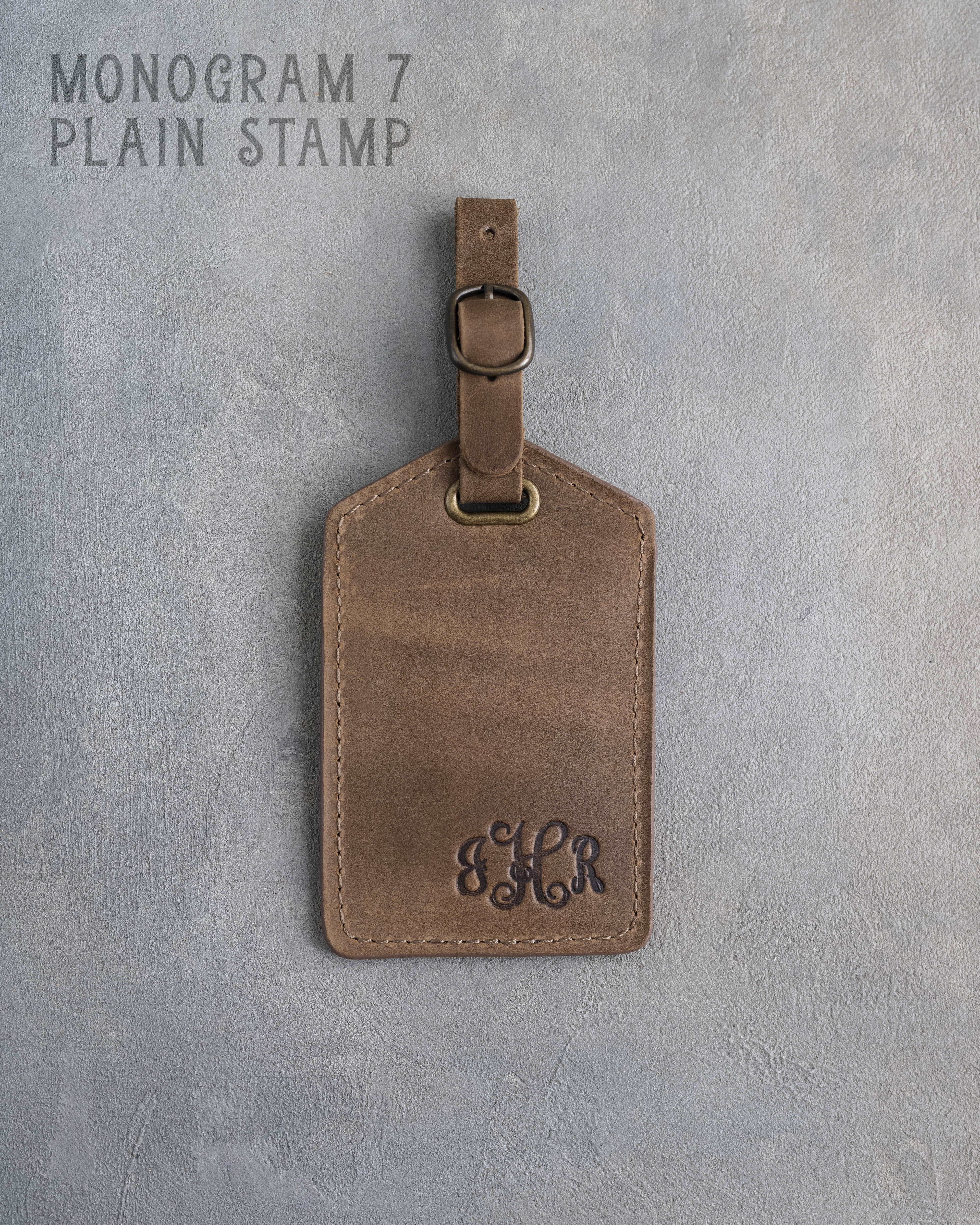Sicilian Brown Leather Luggage Tag Personalized