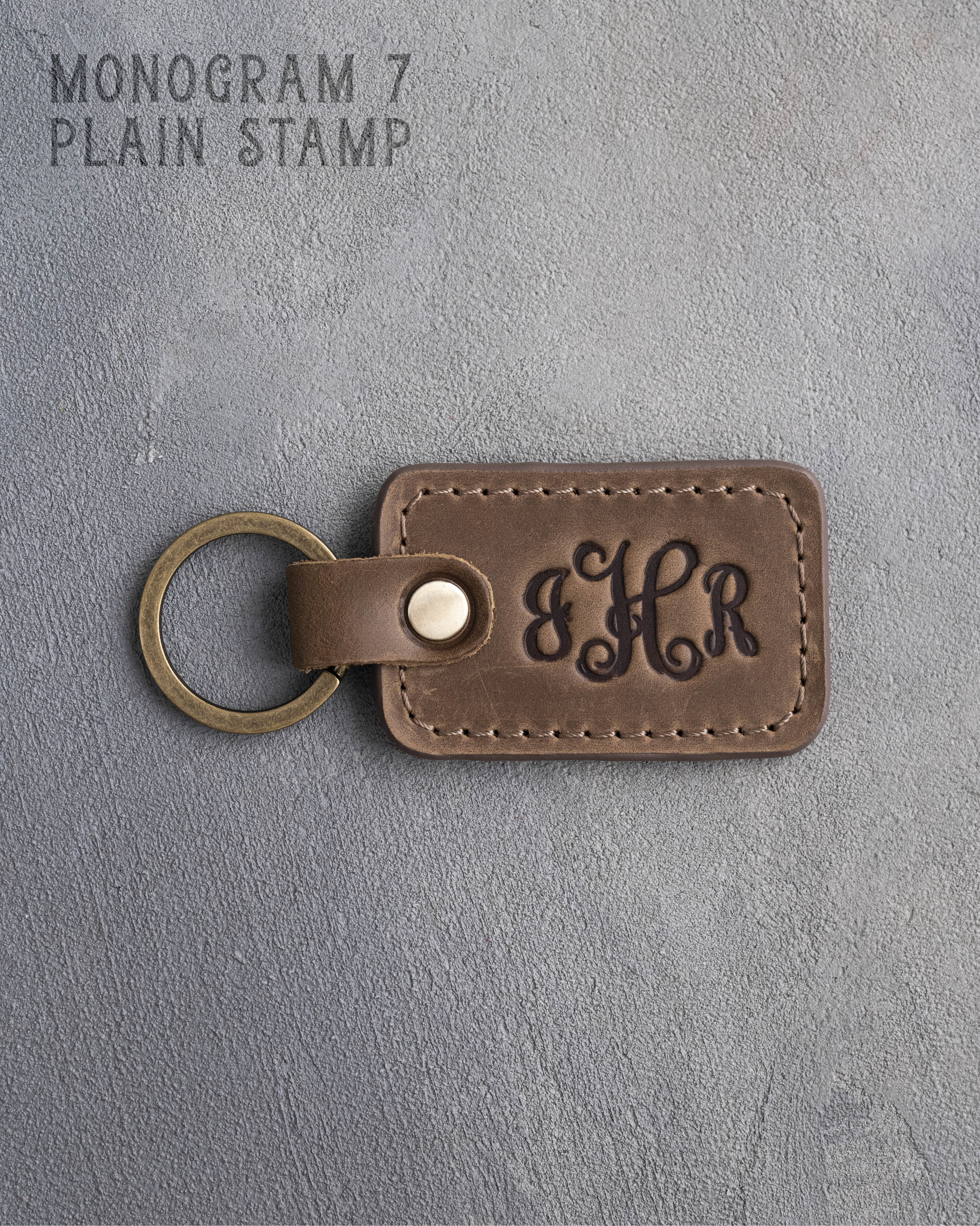 Personalized Leather Keychain in Sicilian Brown Leather