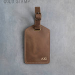 Sicilian Brown Leather Luggage Tag Personalized