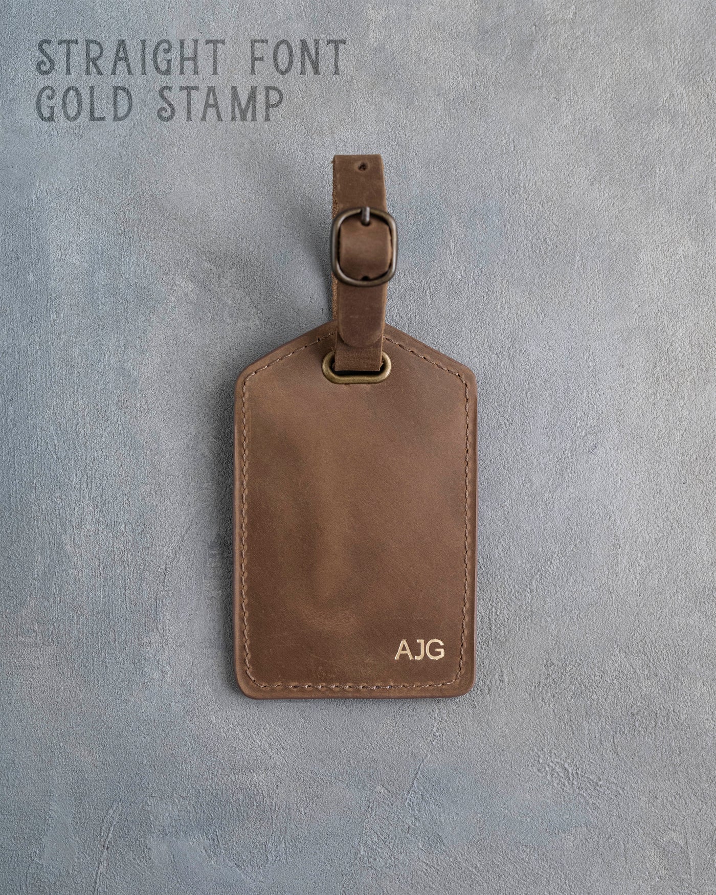 Sicilian Brown Leather Luggage Tag Personalized