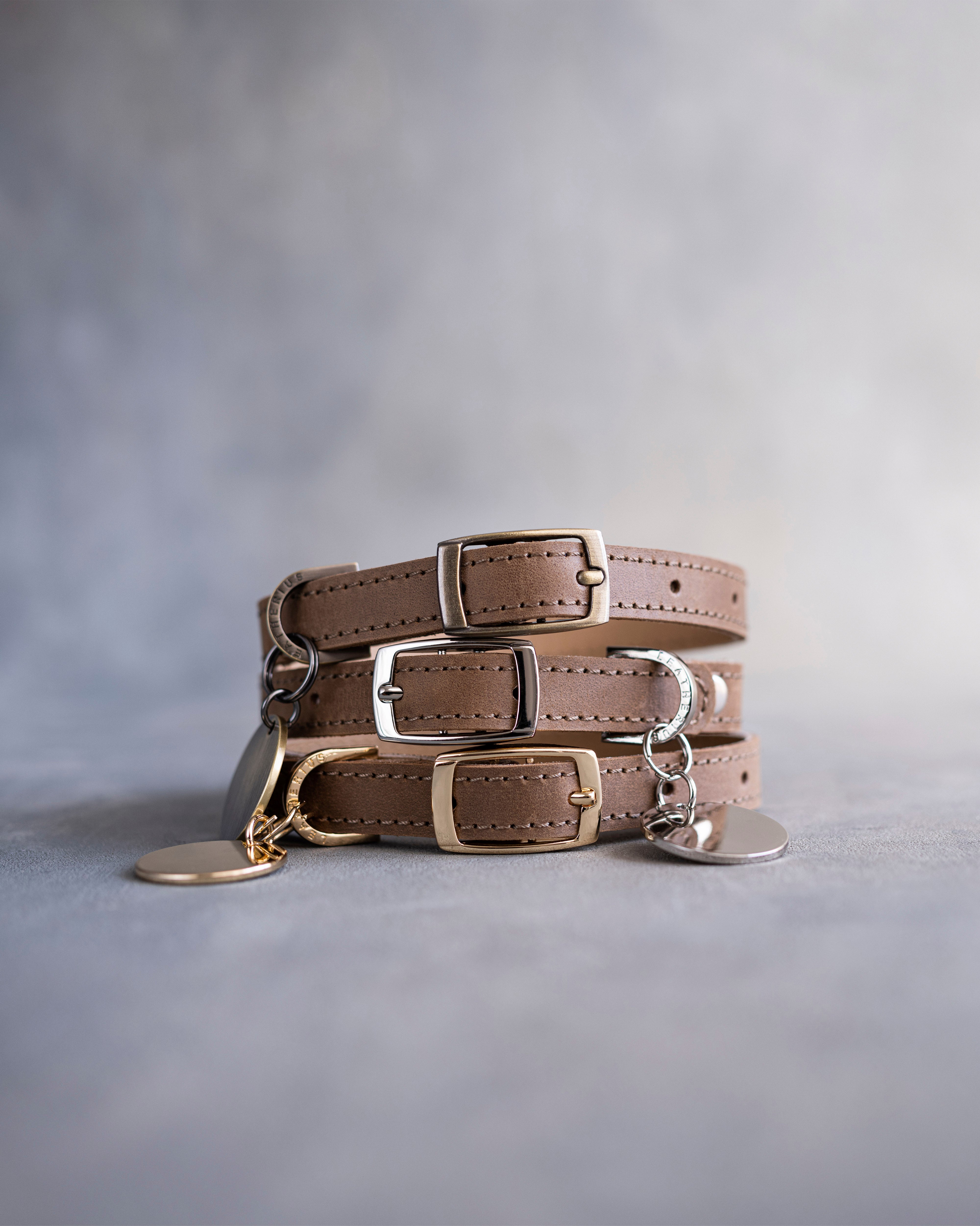 Dog Collar in Sicilian Brown leather with classy pin buckle