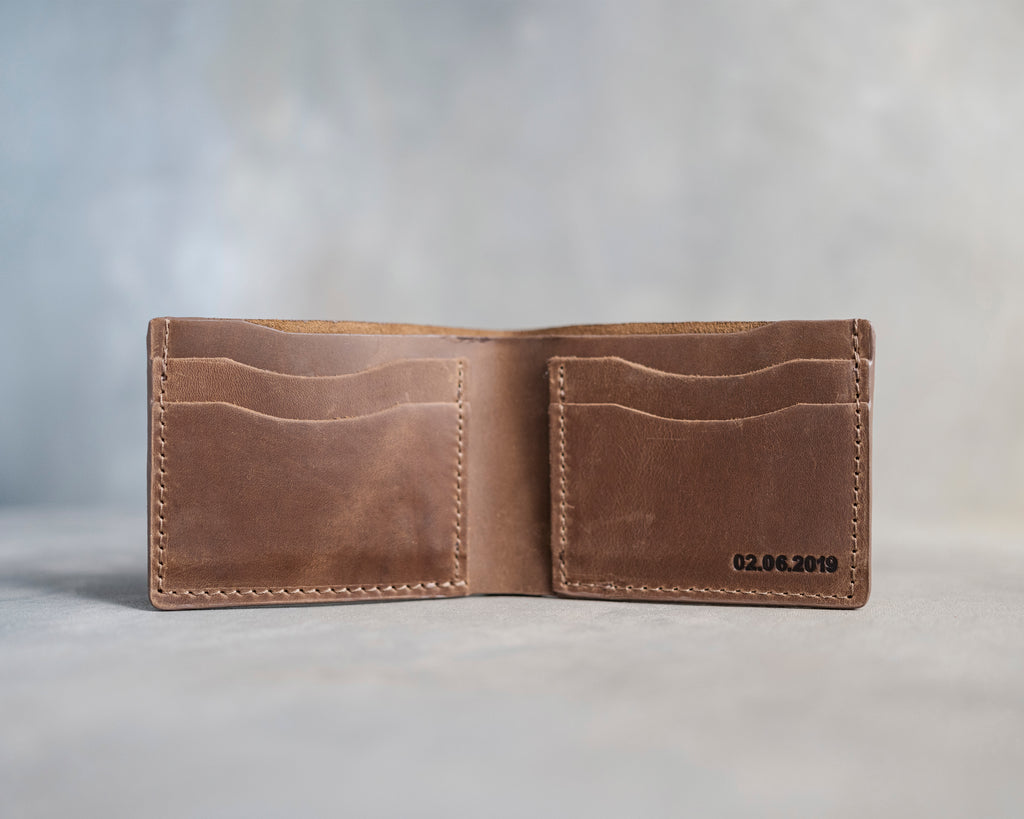 Leather Wallet Bifold in Sicilian Brown Leather