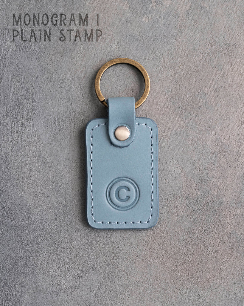 Personalized Leather Keychain in Turquoise Leather