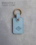Personalized Leather Keychain in Turquoise Leather