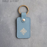 Personalized Leather Keychain in Turquoise Leather