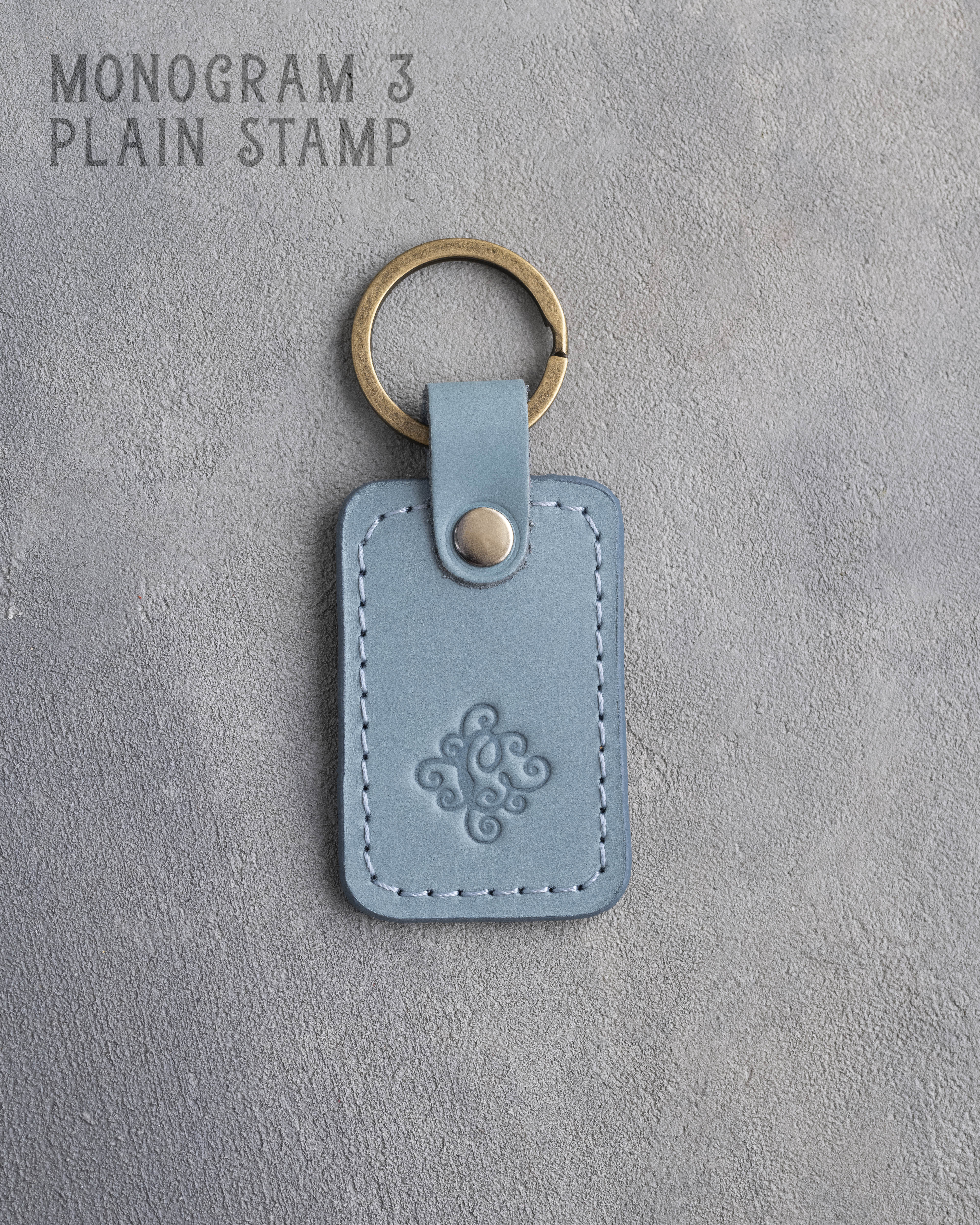 Personalized Leather Keychain in Turquoise Leather