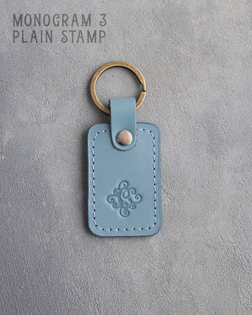 Personalized Leather Keychain in Turquoise Leather