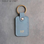 Personalized Leather Keychain in Turquoise Leather