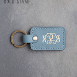 Personalized Leather Keychain in Turquoise Leather