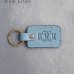 Personalized Leather Keychain in Turquoise Leather