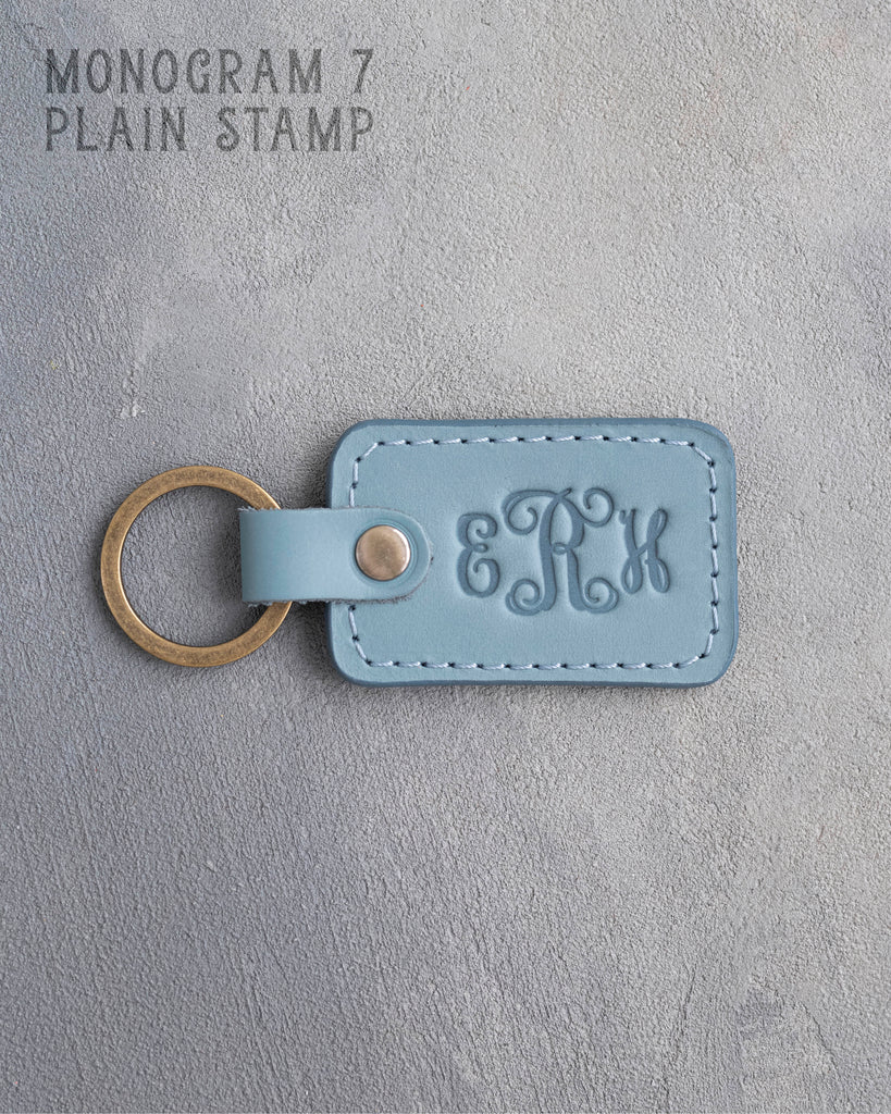 Personalized Leather Keychain in Turquoise Leather