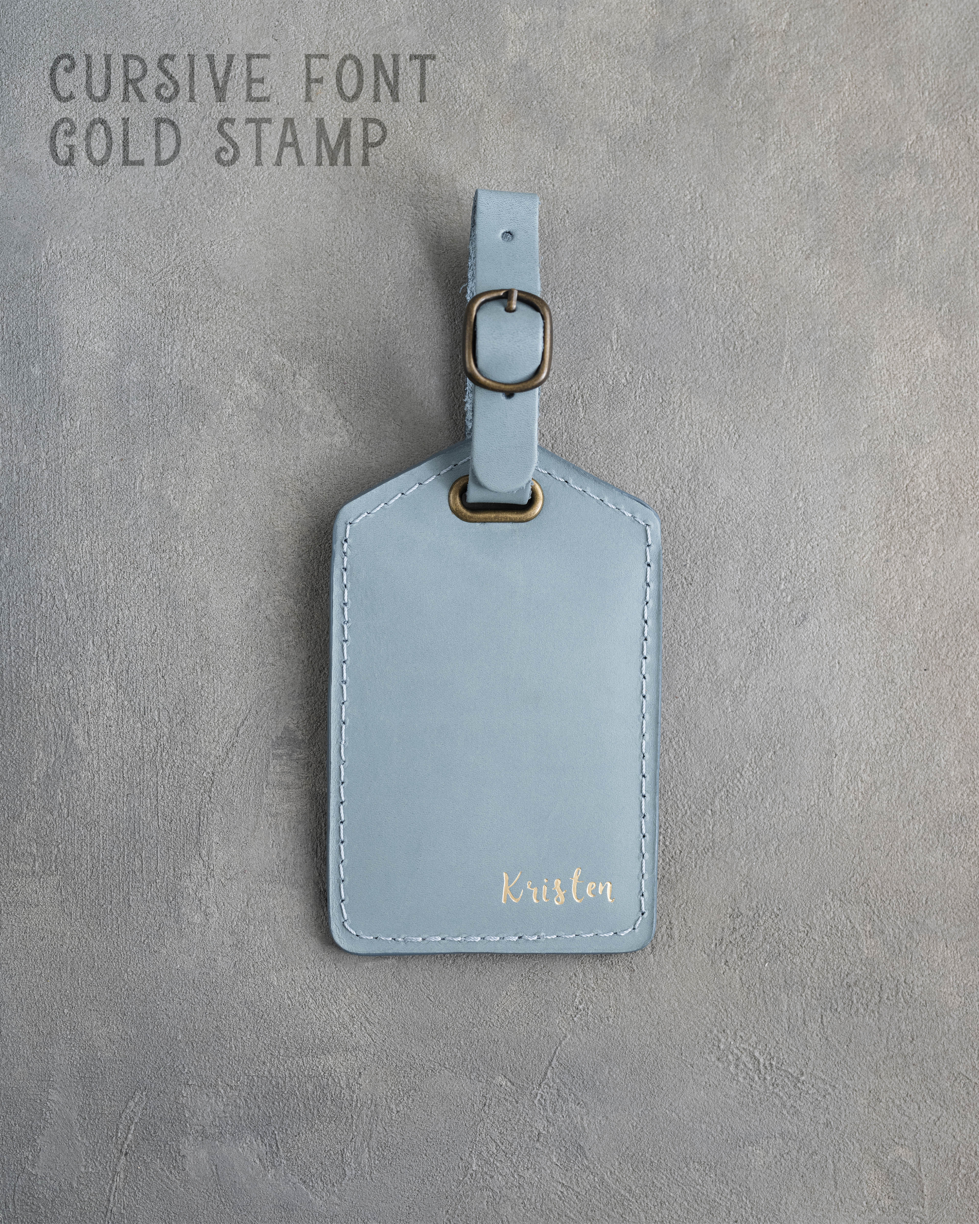 Turquoise Leather Luggage Tag Personalized