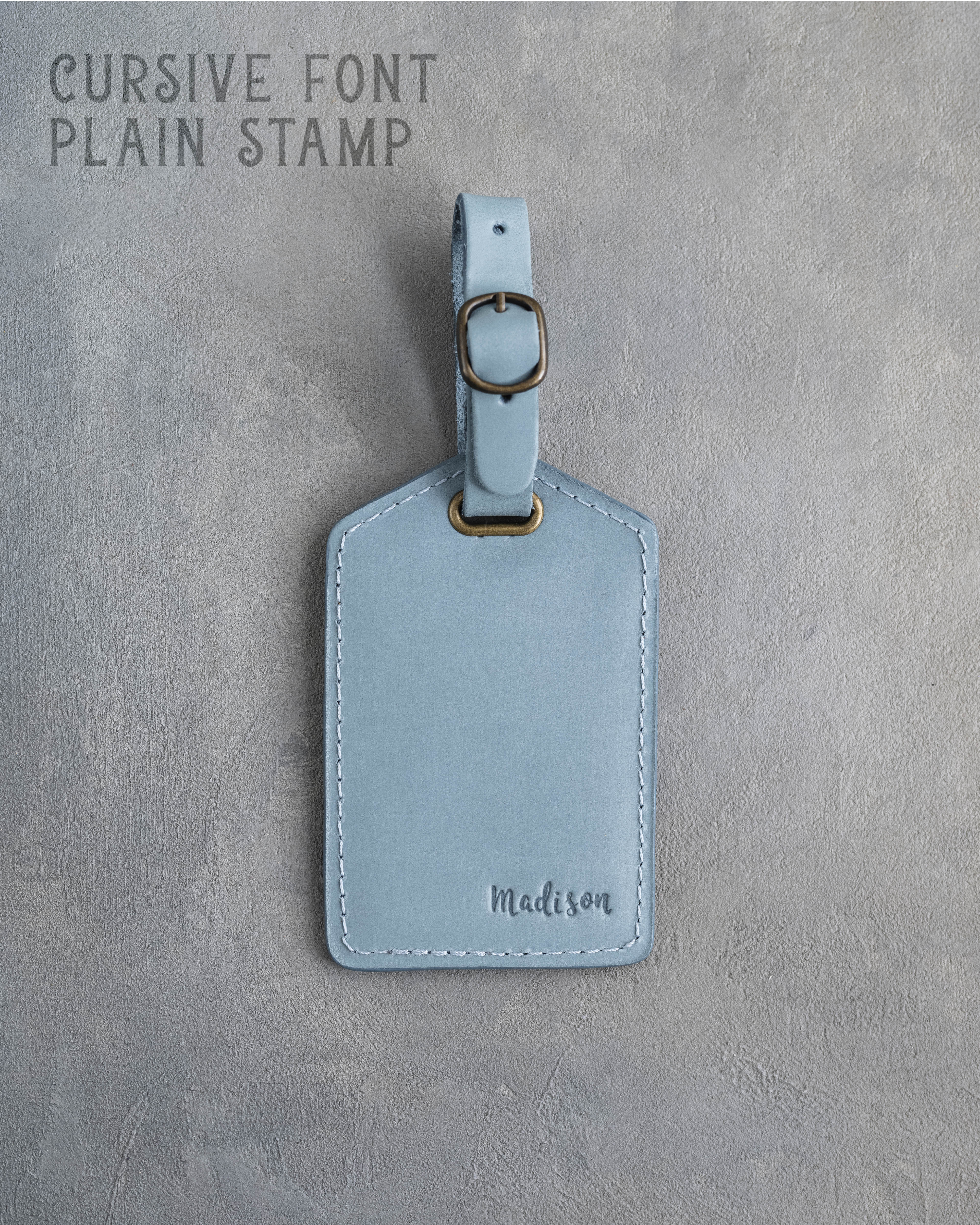 Turquoise Leather Luggage Tag Personalized