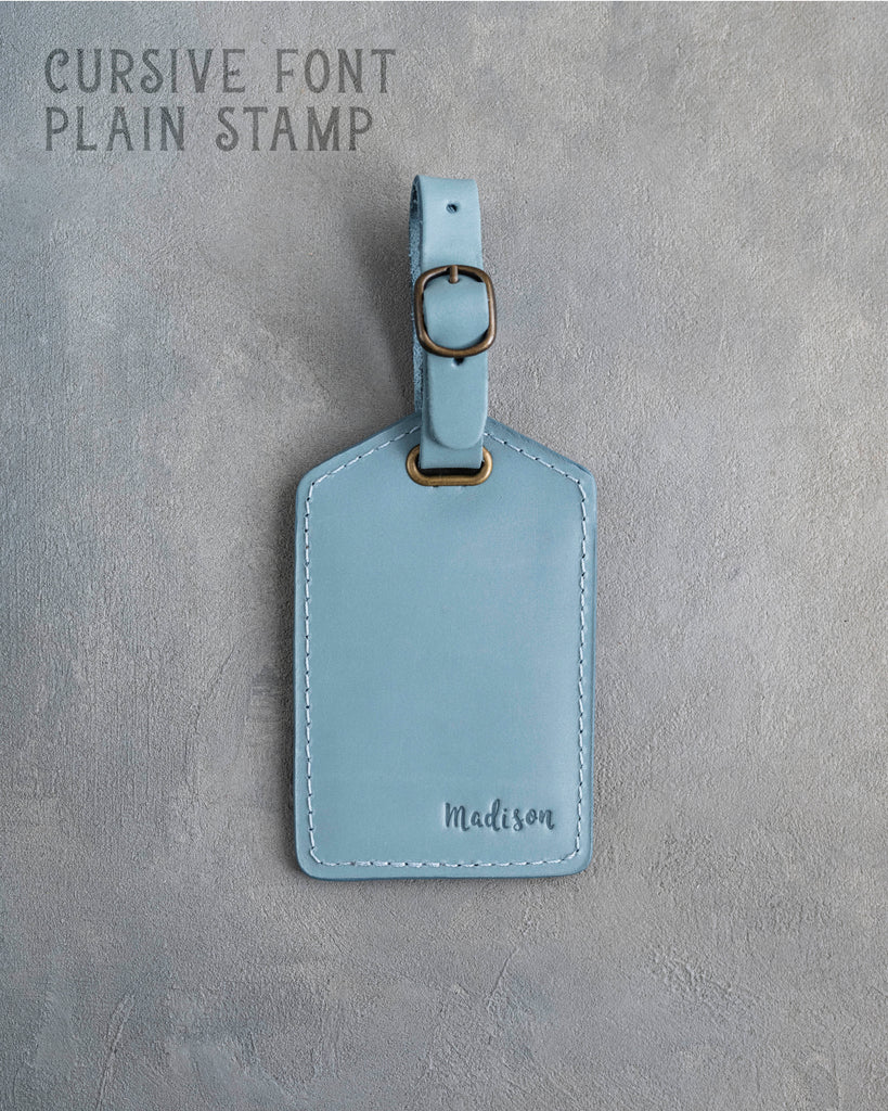 Turquoise Leather Luggage Tag Personalized