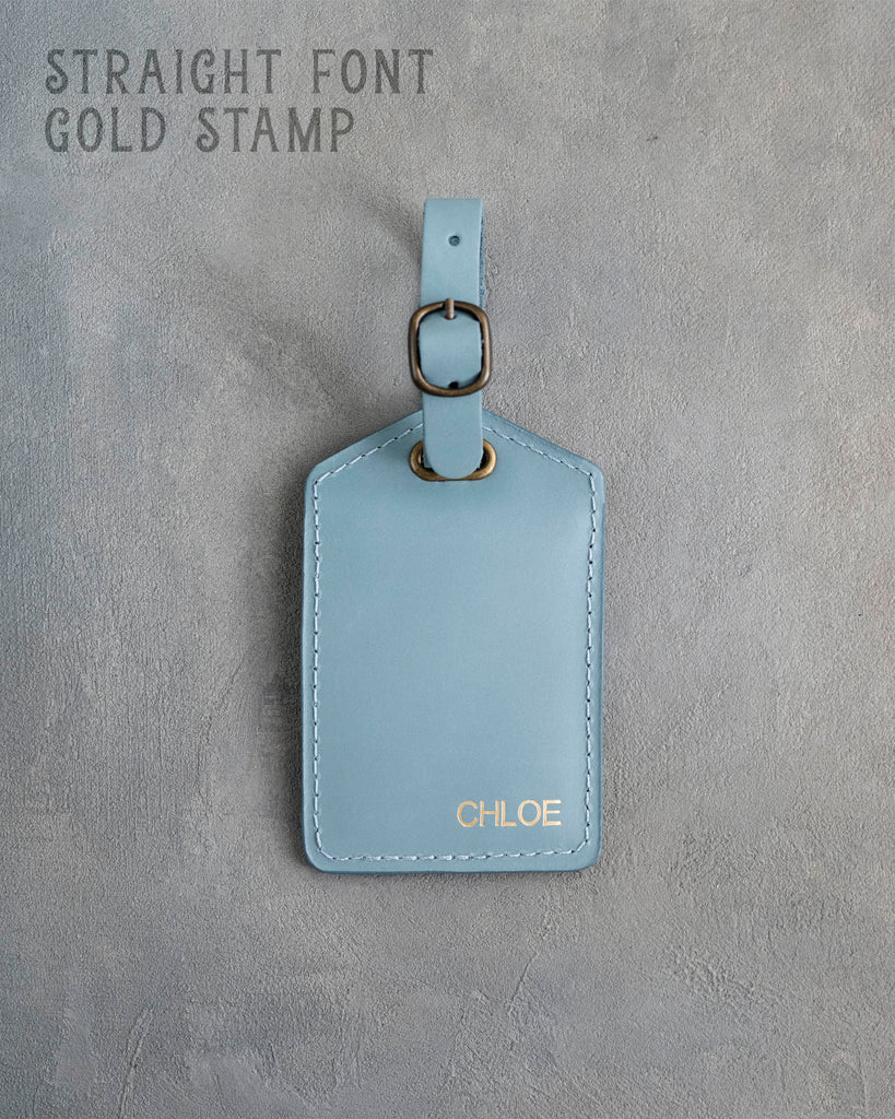 Turquoise Leather Luggage Tag Personalized