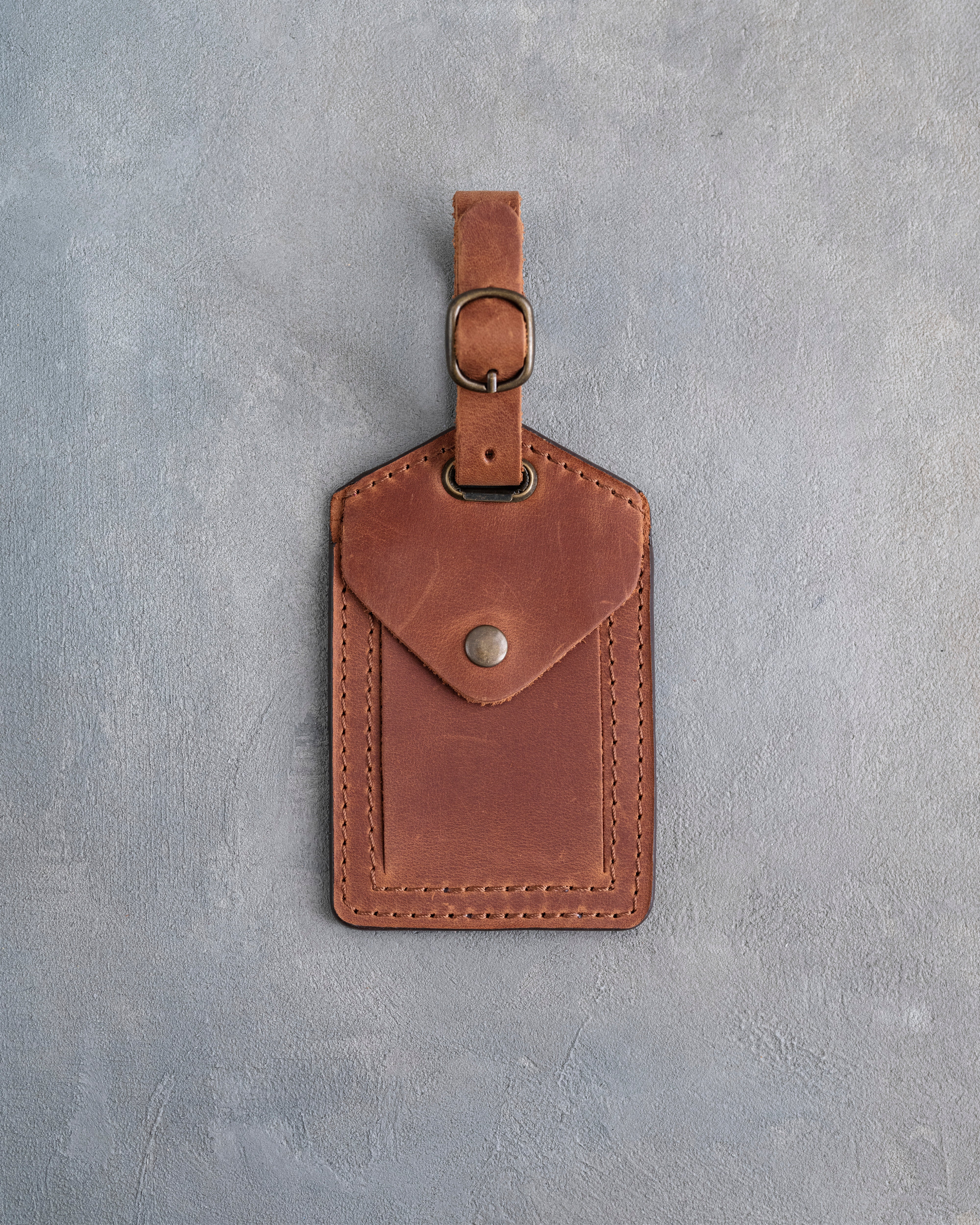 Vine Monogram Luggage Tag in Arizona Leather