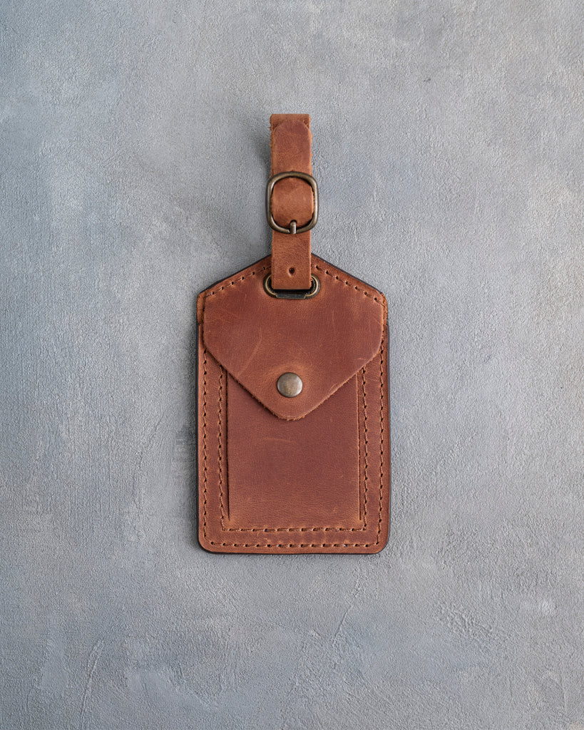 Vine Monogram Luggage Tag in Arizona Leather