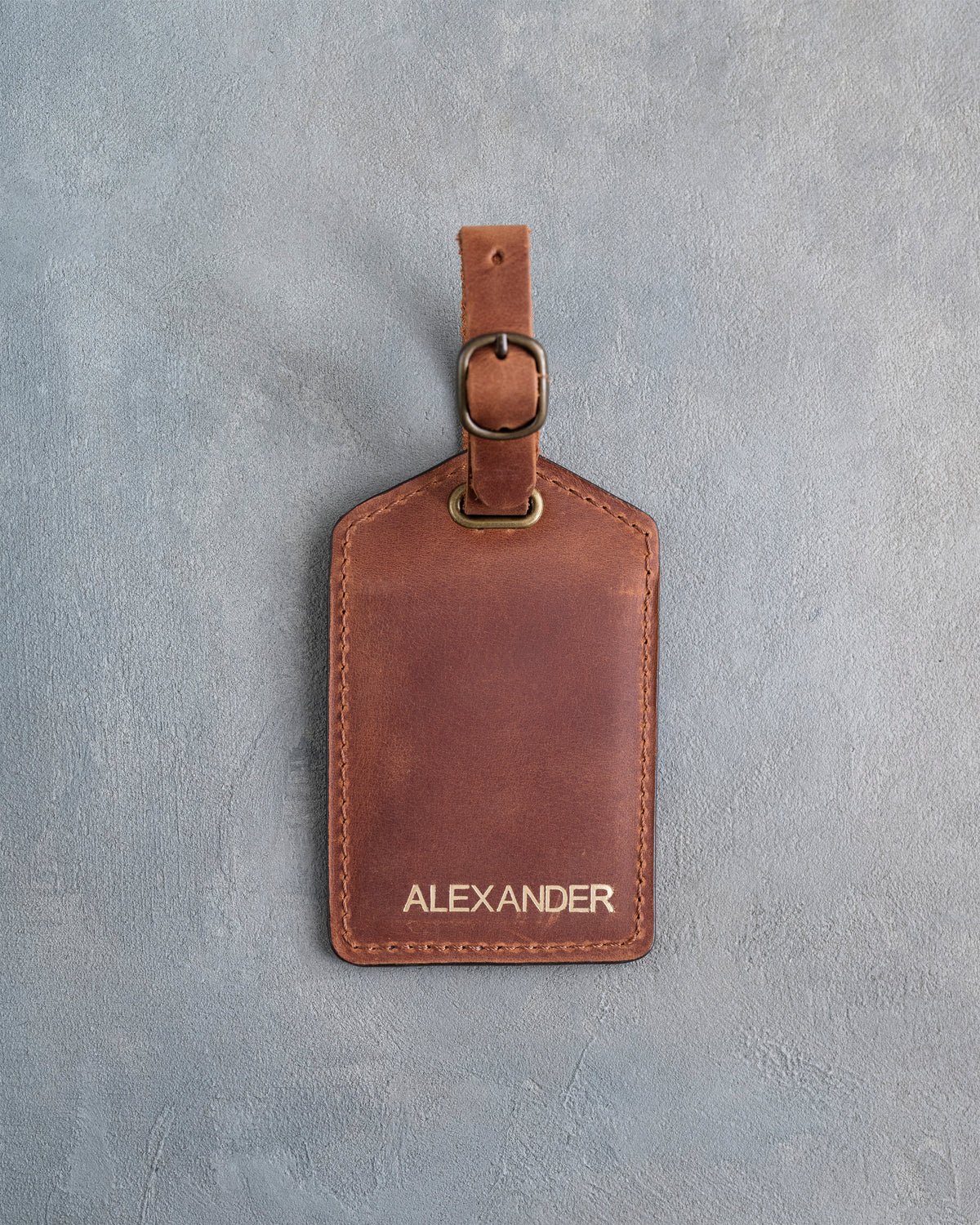 Minimalist Font Luggage Tag in Arizona Leather