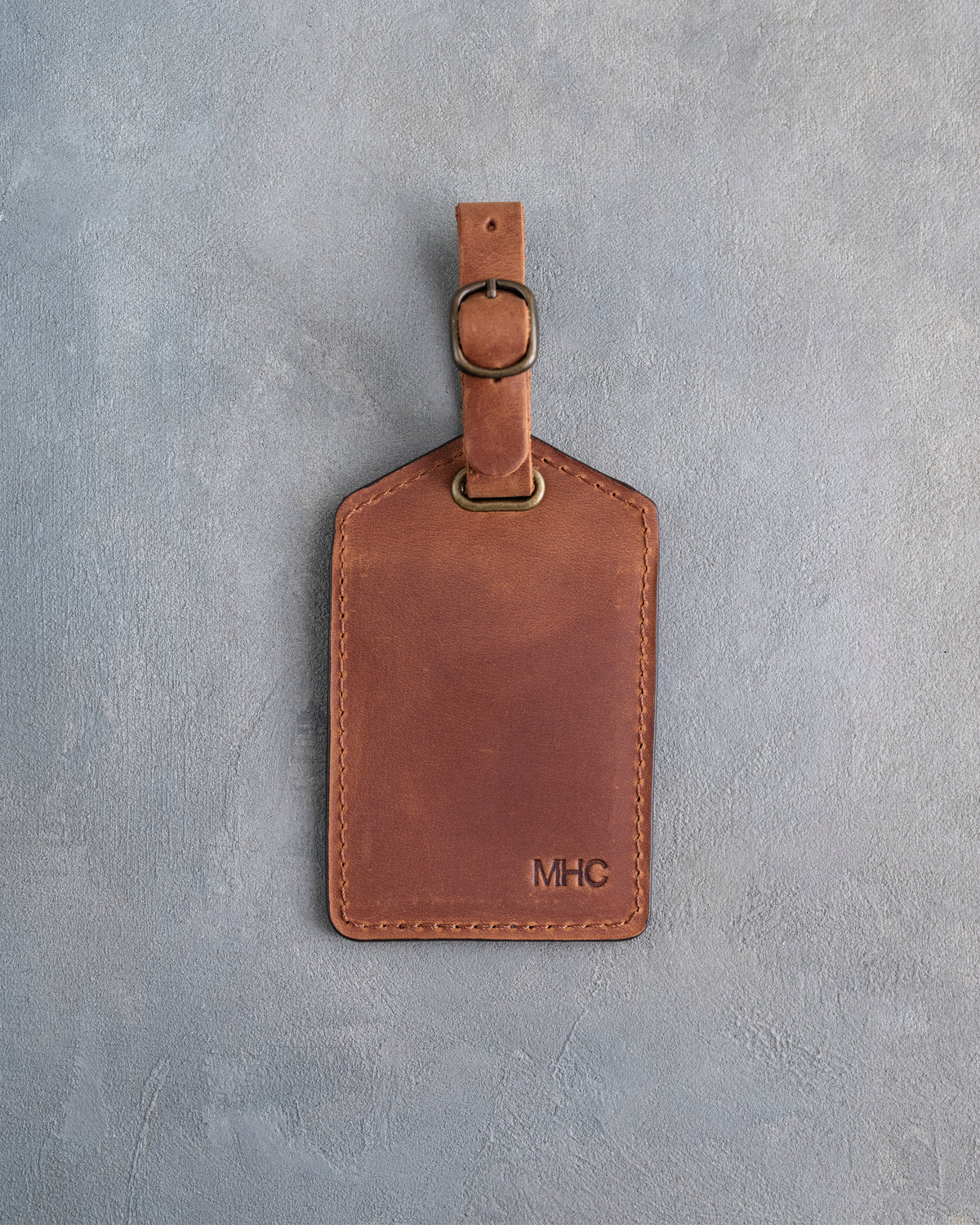 Minimalist Font Luggage Tag in Arizona Leather with hand-finished detailing