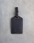 Vine Monogram Luggage Tag in Black Leather
