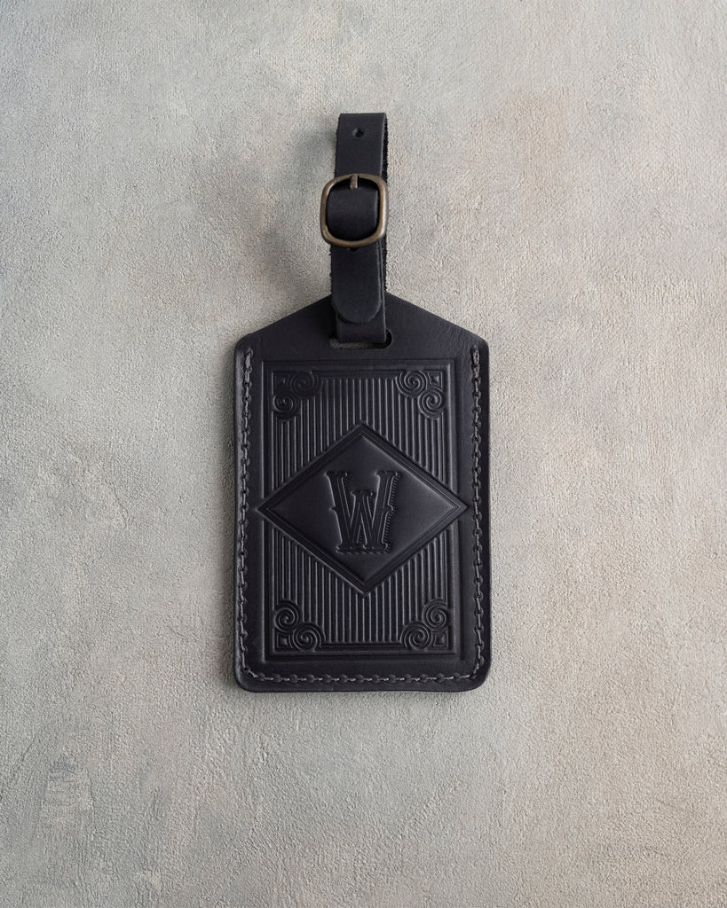 Classy Initial Luggage Tag in Black Leather