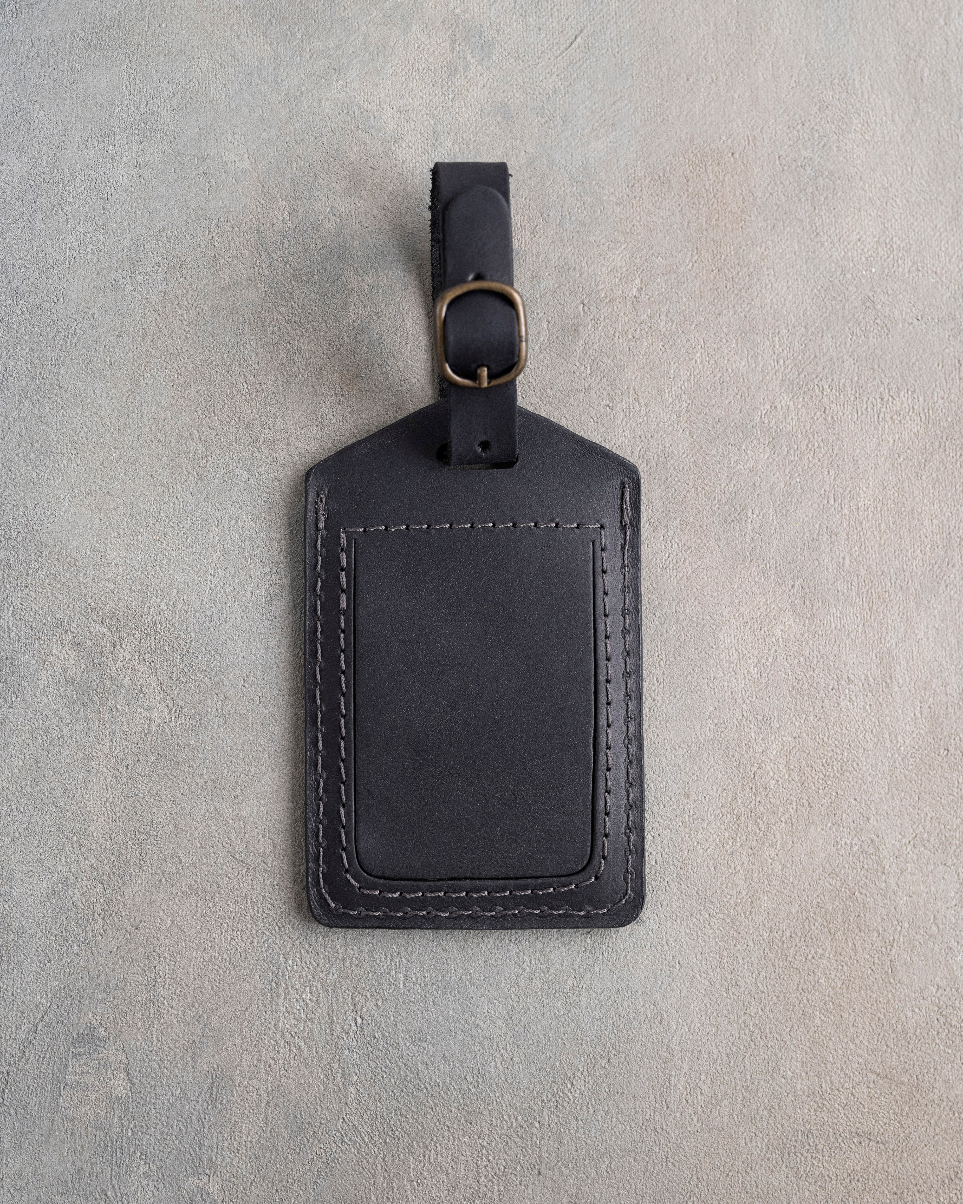 Classy Initial Luggage Tag in Black Leather