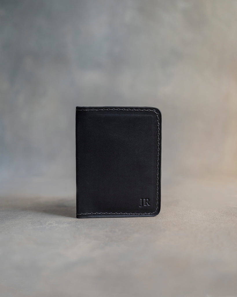 Card & Cash Wallet in Black Leather