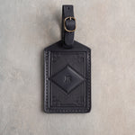 Classy Monogram Luggage Tag in Black Leather