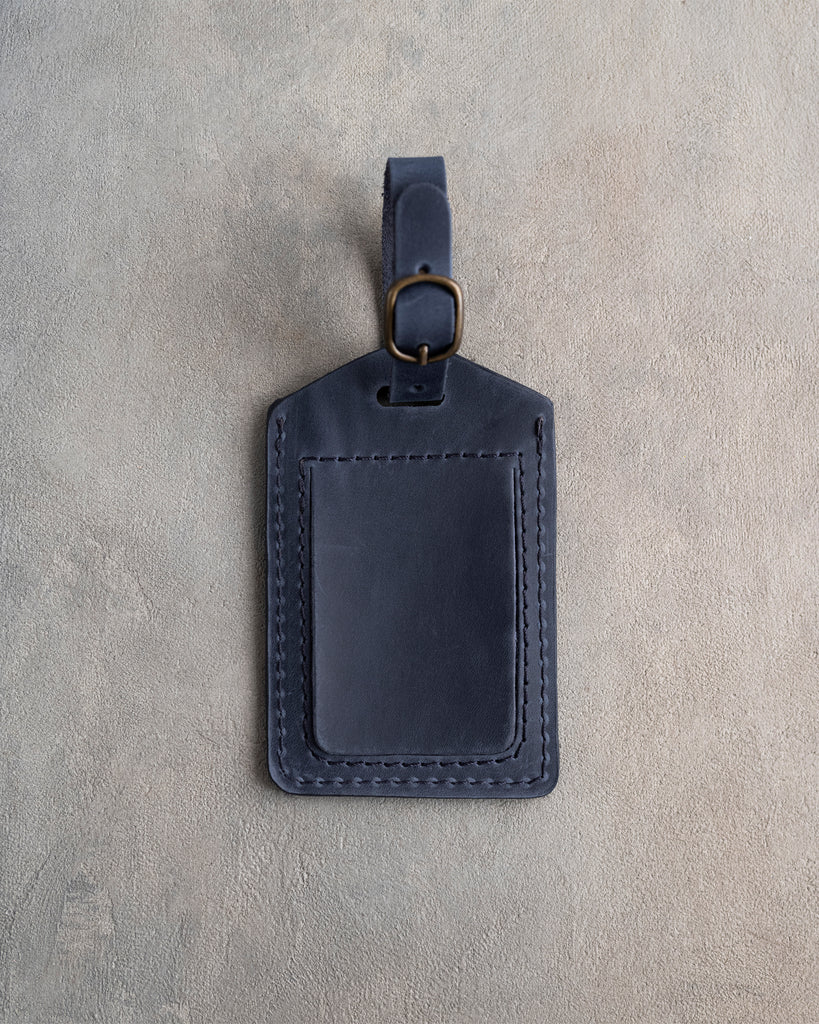 Classy Initial Luggage Tag in Blueberry Leather