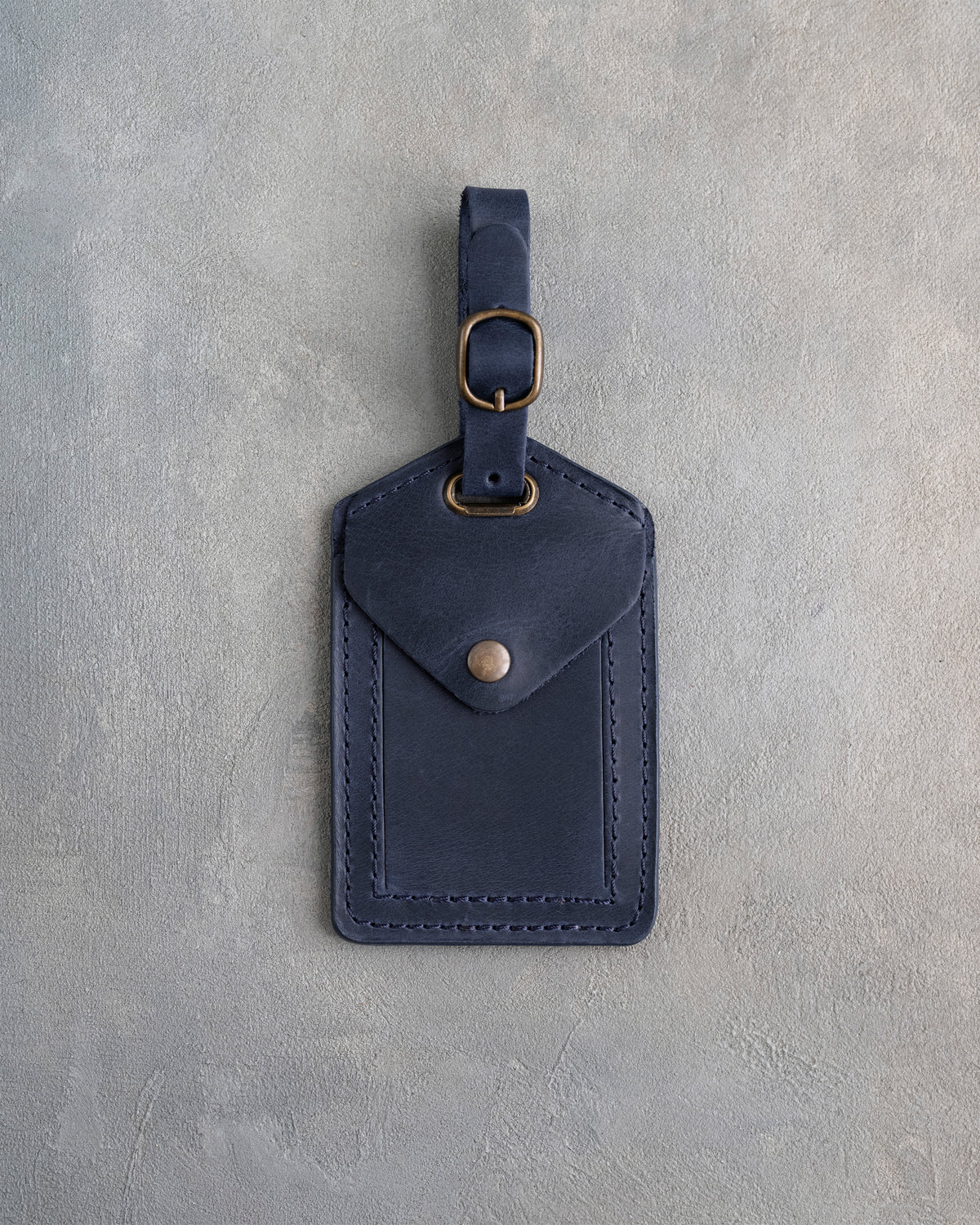Minimalist Font Luggage Tag in Blueberry Leather made to order