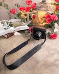 Blueberry leather camera strap