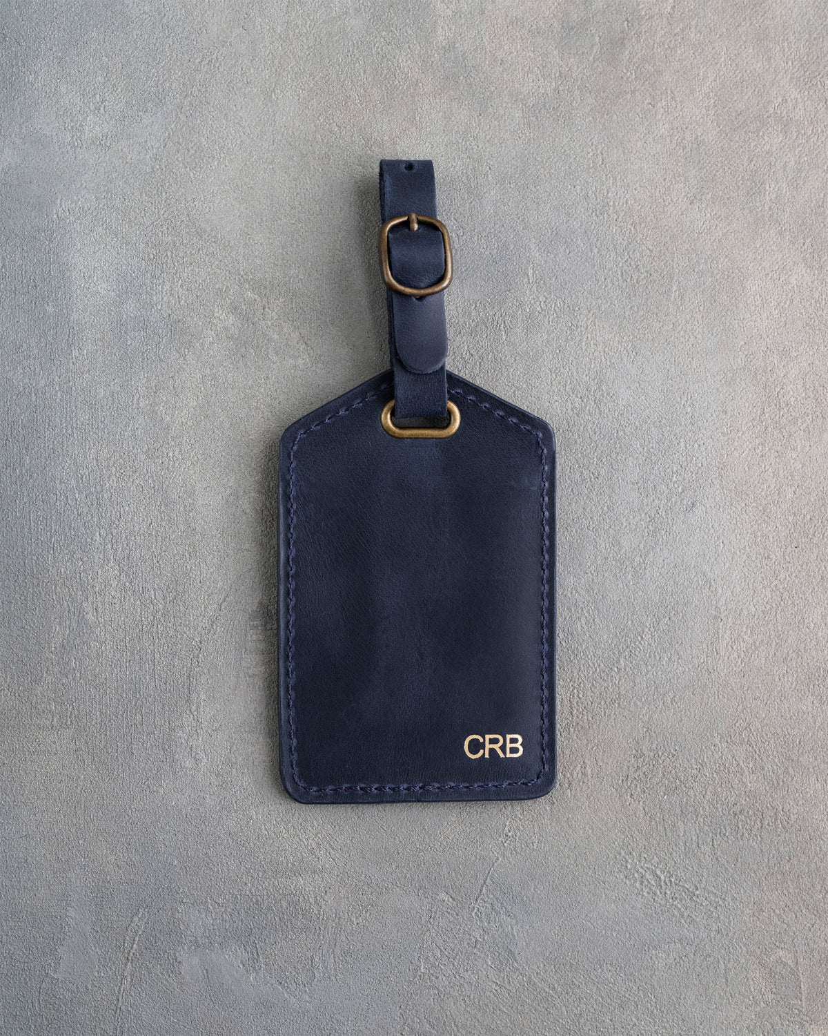 Minimalist Font Luggage Tag in Blueberry Leather