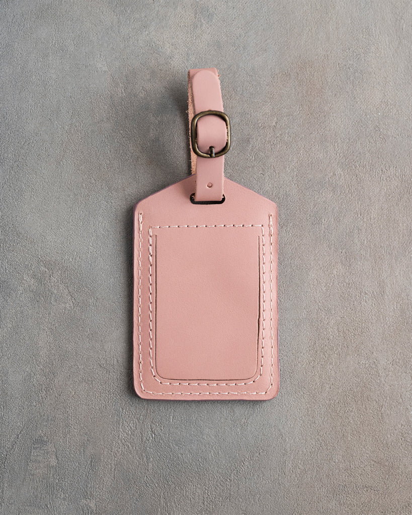 Classy Monogram Luggage Tag in Blush Leather