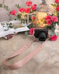 Blush leather camera strap