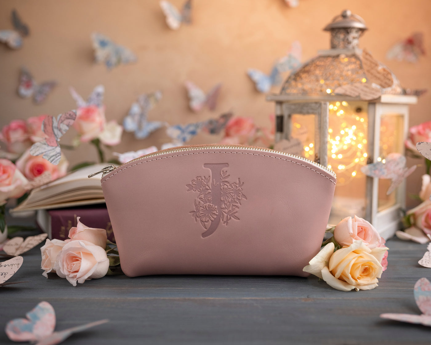Blush Initial Makeup Bag