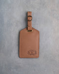 Vine Monogram Luggage Tag in Caramel Leather