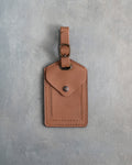 Vine Monogram Luggage Tag in Caramel Leather