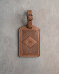 Classy Monogram Luggage Tag in Caramel Leather