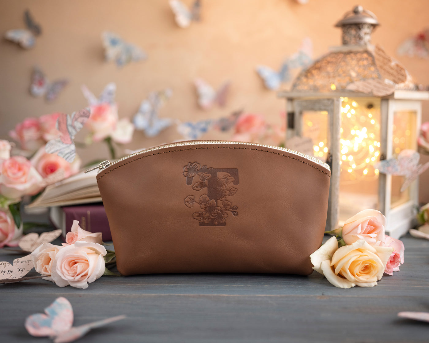 Caramel Initial Makeup Bag