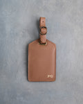 Minimalist Font Luggage Tag in Caramel Leather