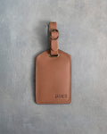 Minimalist Font Luggage Tag in Caramel Leather