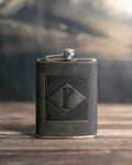 Initial Flask in Country Gray Leather