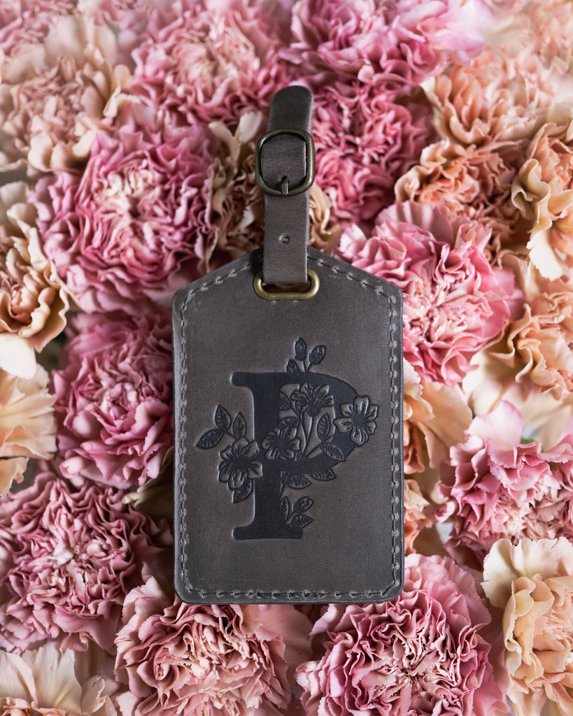 Flower initial luggage tags