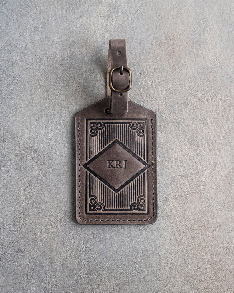 Classy Monogram Luggage Tag in Country Gray Leather