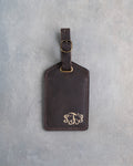 Vine Monogram Luggage Tag in Dark Espresso Leather