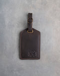 Vine Monogram Luggage Tag in Dark Espresso Leather